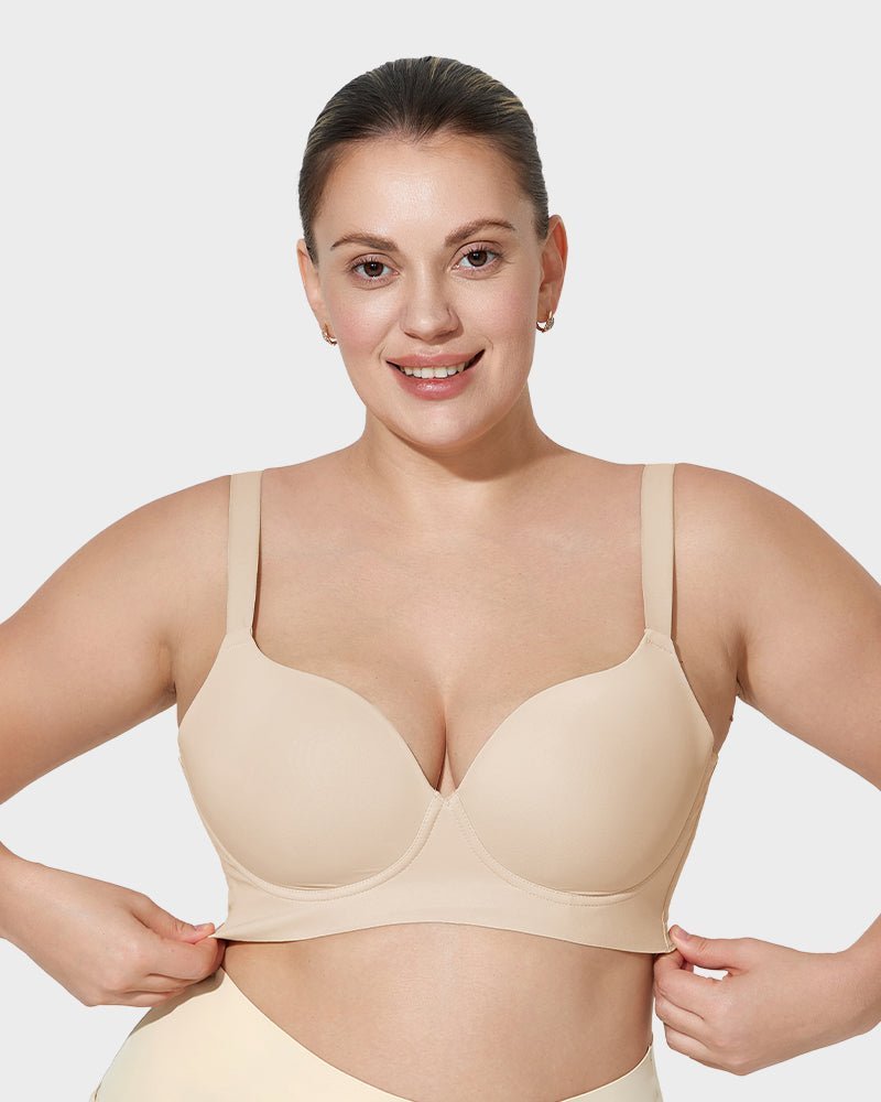 Back Smoothing Push - Up Plunge Bra - HerShape Bra