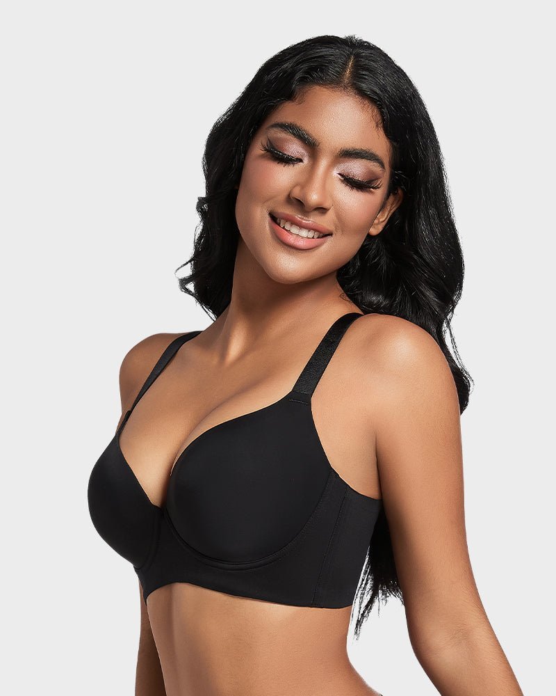 Back Smoothing Push - Up Plunge Bra - HerShape Bra