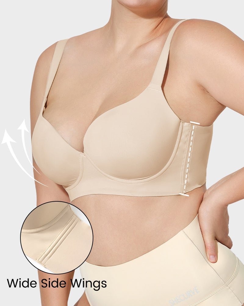 Back Smoothing Push - Up Plunge Bra - HerShape Bra