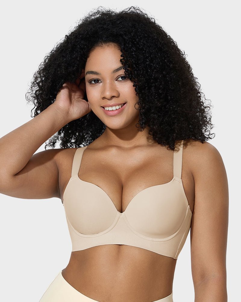 Back Smoothing Push - Up Plunge Bra - HerShape Bra