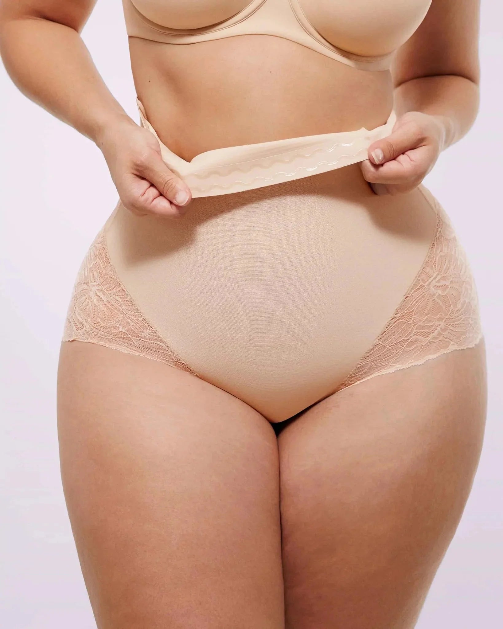 Bare Essentials™ MeshSmooth™ High - Waisted Sheer Lace Brief - HerShape Bra