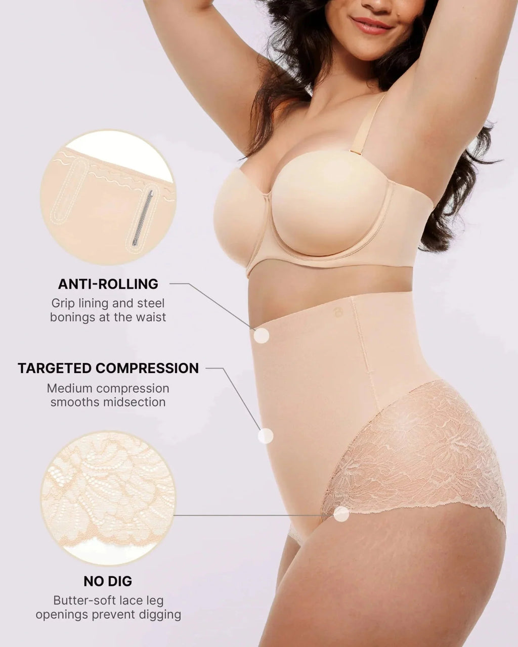 Bare Essentials™ MeshSmooth™ High - Waisted Sheer Lace Brief - HerShape Bra
