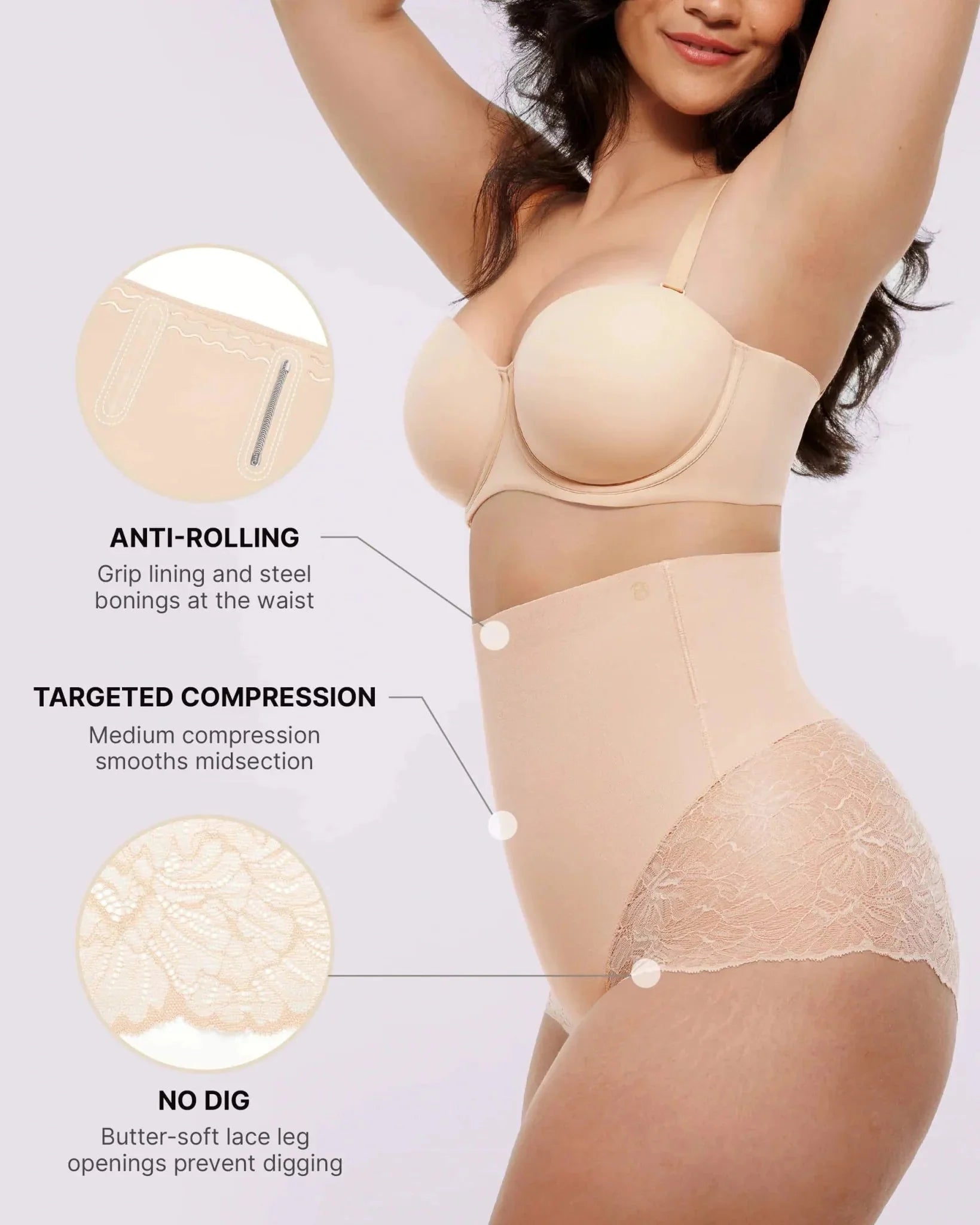 Bare Essentials™ MeshSmooth™ High - Waisted Sheer Lace Brief - HerShape Bra
