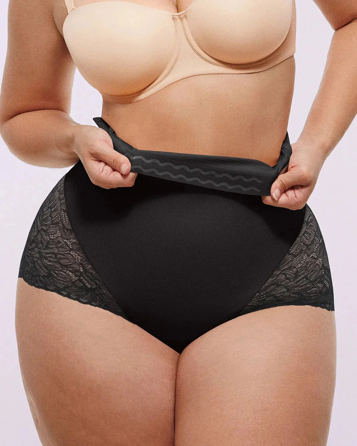 Bare Essentials™ MeshSmooth™ High - Waisted Sheer Lace Brief - HerShape Bra