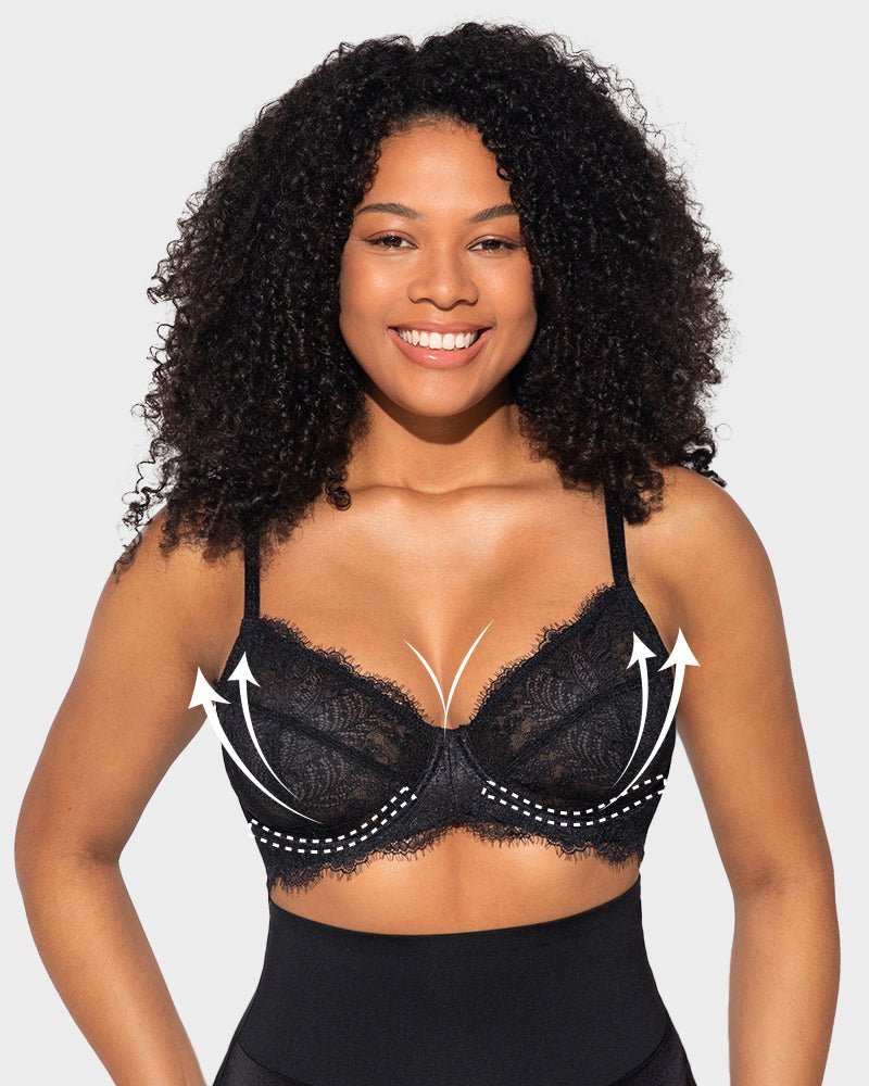 Comfort Unlined Lace Underwire Push Up Bra - HerShape Bra