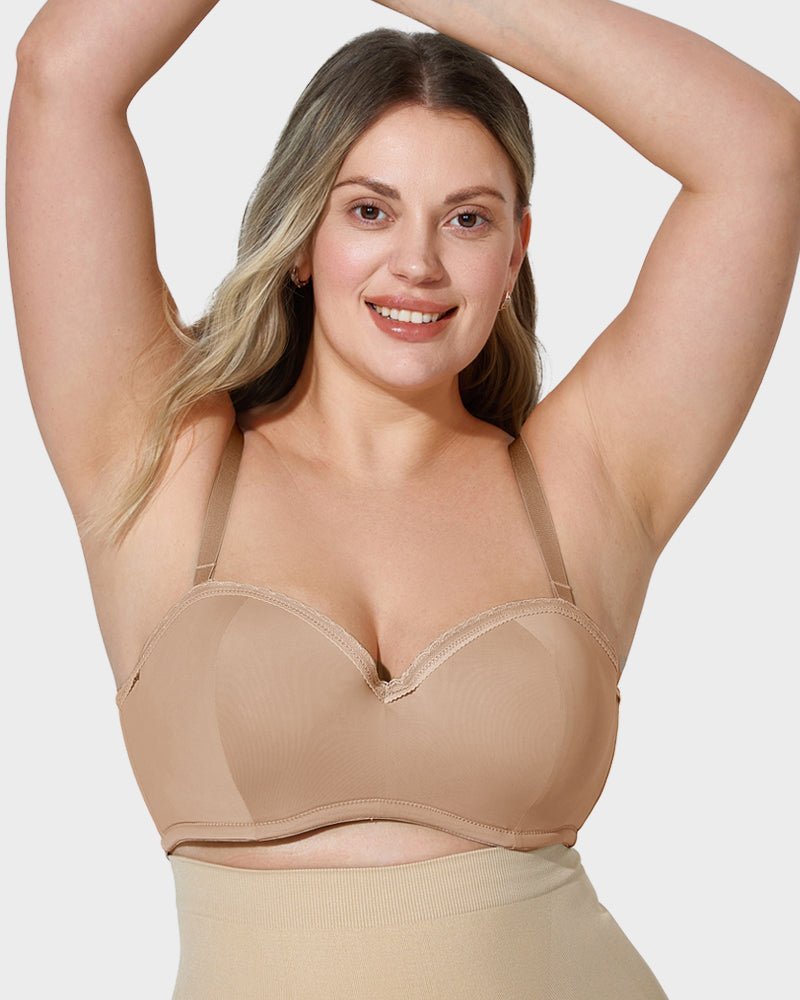 Lace Trim Molded Cup Underwire Bra with Removable Straps - HerShape Bra