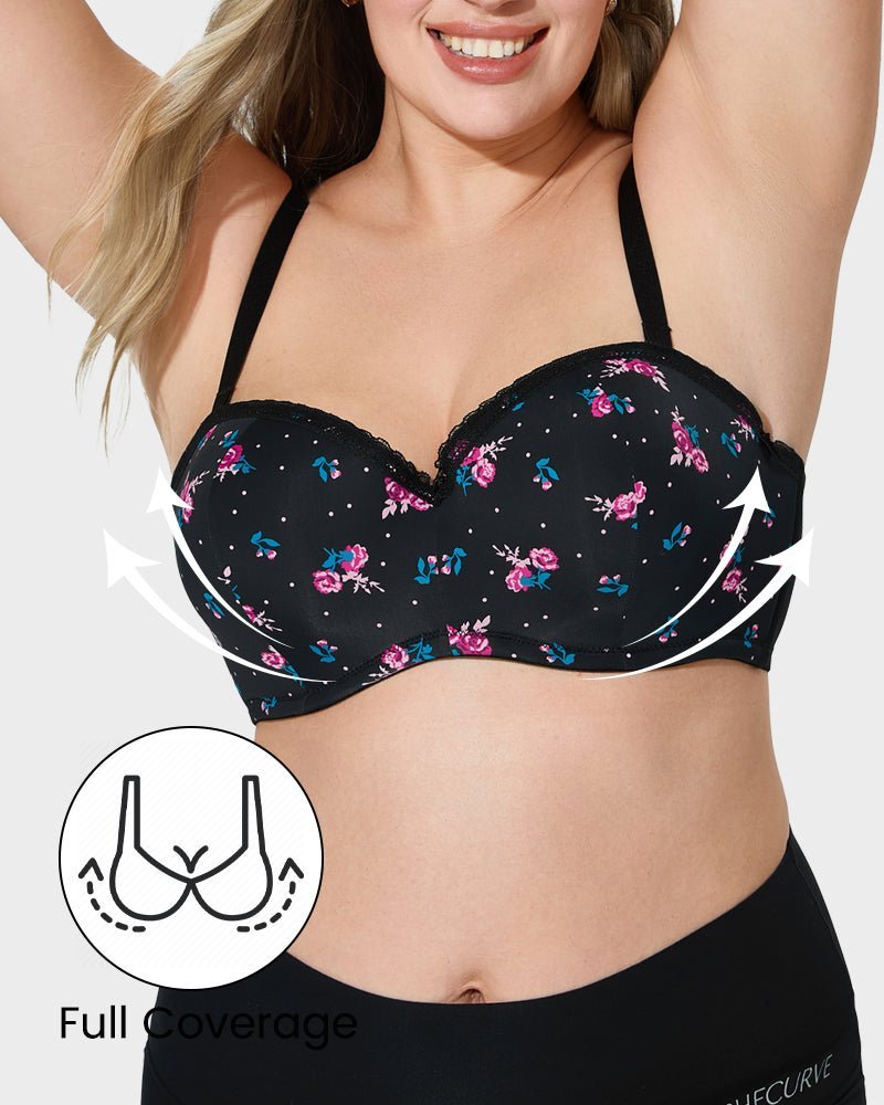 Lace Trim Molded Cup Underwire Bra with Removable Straps - HerShape Bra