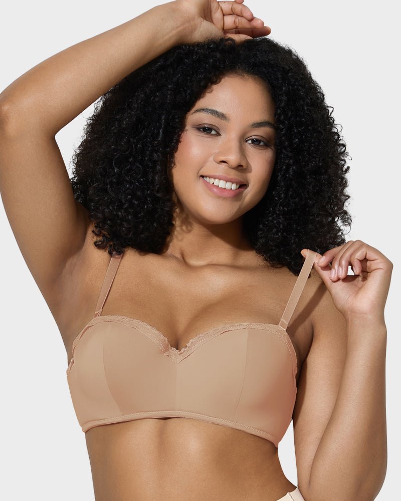 Lace Trim Molded Cup Underwire Bra with Removable Straps - HerShape Bra