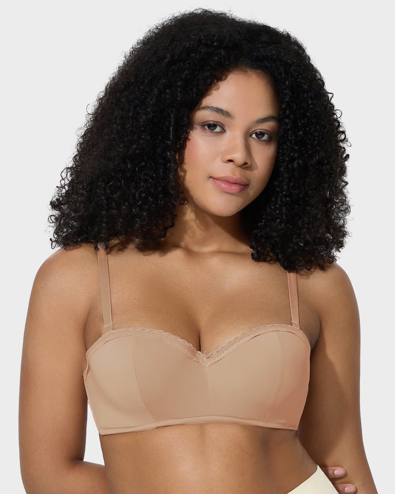 Lace Trim Molded Cup Underwire Bra with Removable Straps - HerShape Bra
