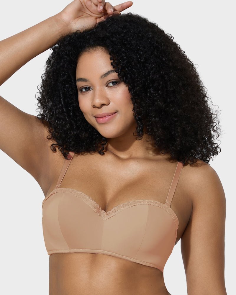 Lace Trim Molded Cup Underwire Bra with Removable Straps - HerShape Bra