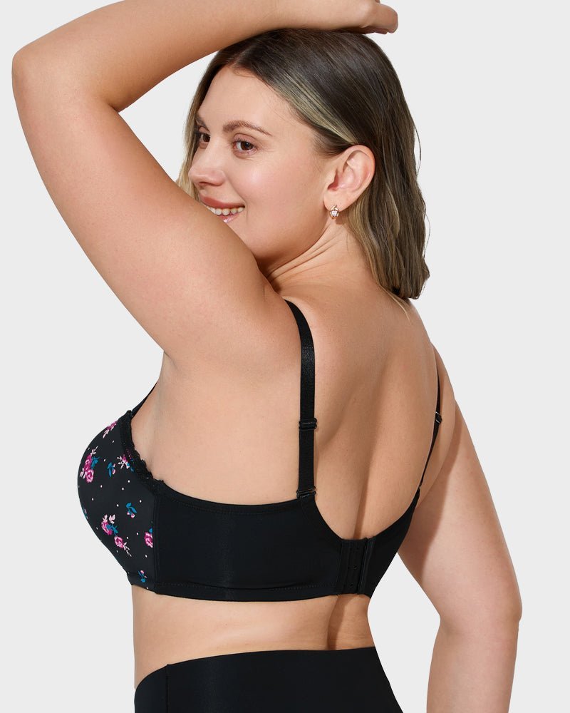 Lace Trim Molded Cup Underwire Bra with Removable Straps - HerShape Bra