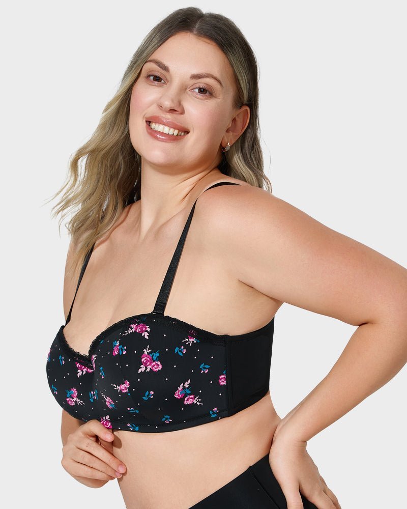 Lace Trim Molded Cup Underwire Bra with Removable Straps - HerShape Bra
