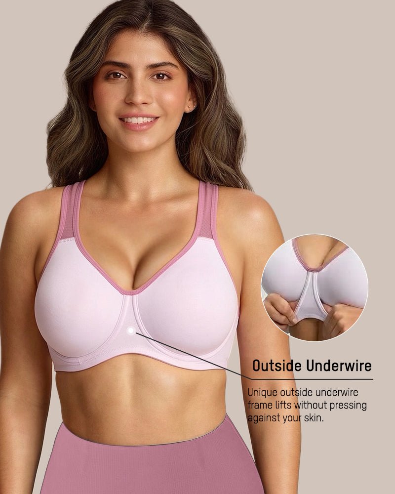 Unlined External Underwire Full Coverage Sports Bra - HerShape Bra